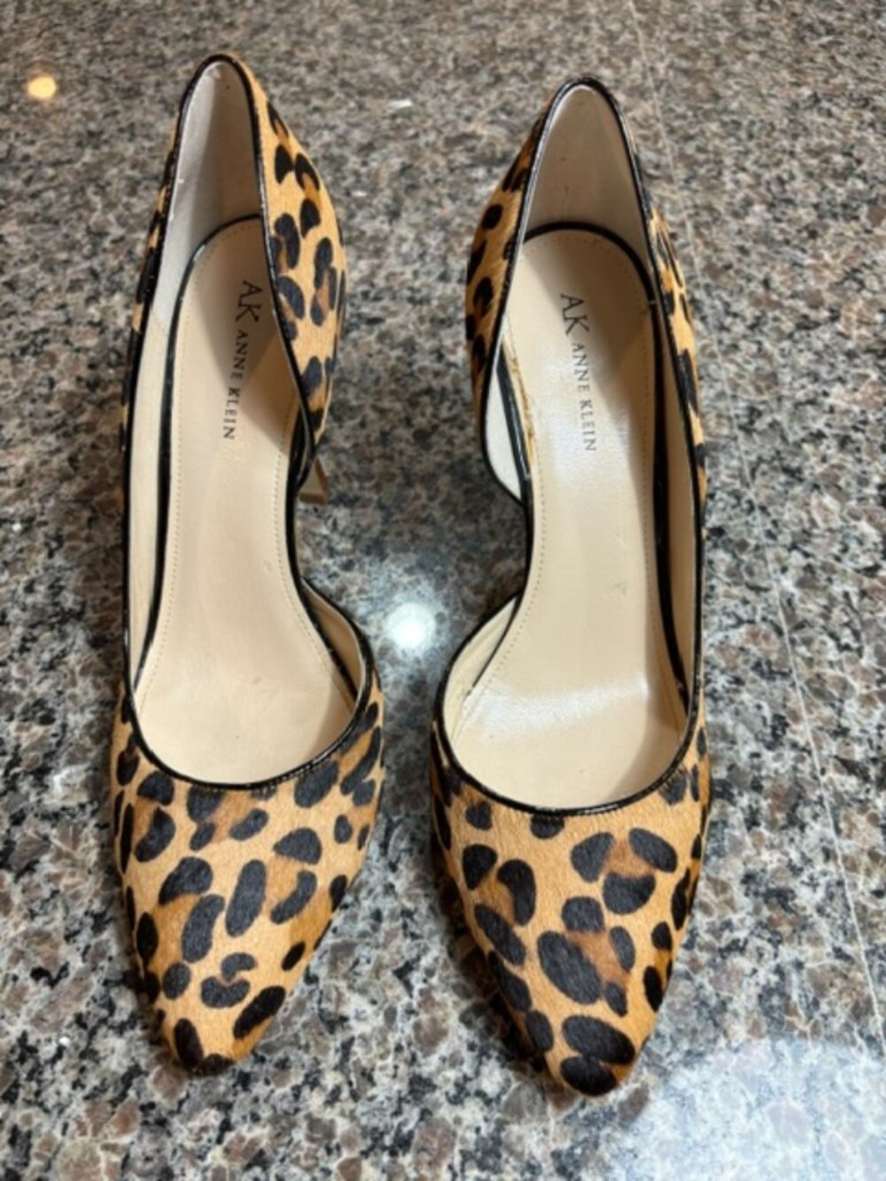 Anne Klein Leopard Calf Hair Heels, Size 10